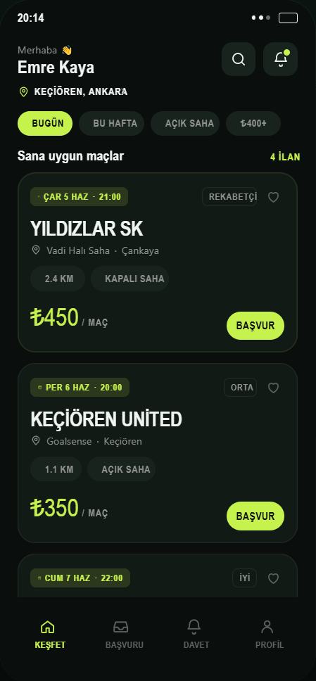 Pantero kaleci akışı — maç keşfi
