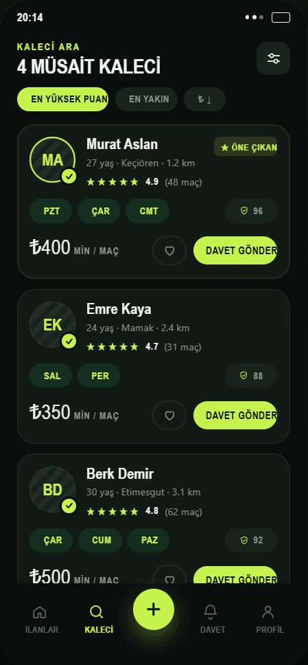 Pantero kaleci keşif ekranı